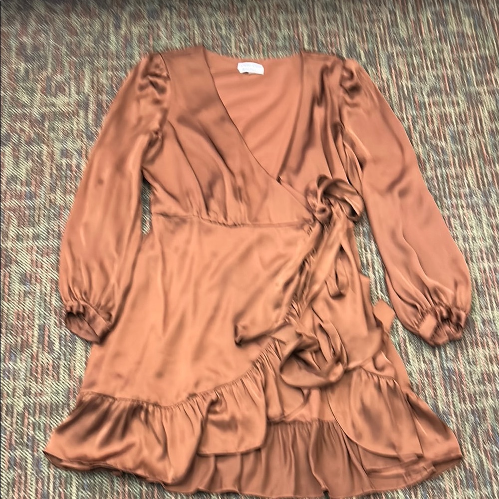Elegant Brown Wrap Dress